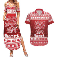 Denmark Christmas Couples Matching Summer Maxi Dress and Hawaiian Shirt Three Danish Lions - Wonder Print Shop