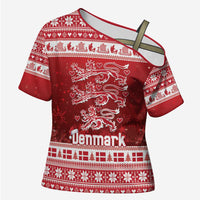 Denmark Christmas Cross Shoulder Shirt Three Danish Lions - Wonder Print Shop