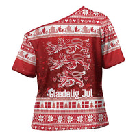 Denmark Christmas Cross Shoulder Shirt Three Danish Lions - Wonder Print Shop