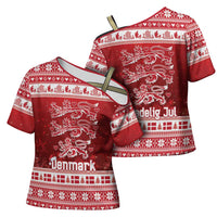 Denmark Christmas Cross Shoulder Shirt Three Danish Lions - Wonder Print Shop
