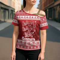 Denmark Christmas Cross Shoulder Shirt Three Danish Lions - Wonder Print Shop
