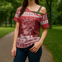 Denmark Christmas Cross Shoulder Shirt Three Danish Lions - Wonder Print Shop