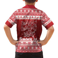 Denmark Christmas Family Matching Long Sleeve Bodycon Dress and Hawaiian Shirt Three Danish Lions - Wonder Print Shop