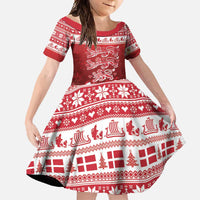 Denmark Christmas Family Matching Long Sleeve Bodycon Dress and Hawaiian Shirt Three Danish Lions - Wonder Print Shop