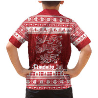 Denmark Christmas Family Matching Mermaid Dress and Hawaiian Shirt Three Danish Lions - Wonder Print Shop