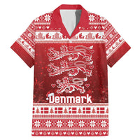 Denmark Christmas Family Matching Mermaid Dress and Hawaiian Shirt Three Danish Lions - Wonder Print Shop