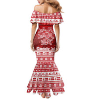 Denmark Christmas Family Matching Mermaid Dress and Hawaiian Shirt Three Danish Lions - Wonder Print Shop