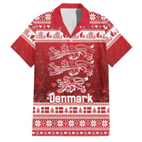 Denmark Christmas Family Matching Off Shoulder Short Dress and Hawaiian Shirt Three Danish Lions - Wonder Print Shop