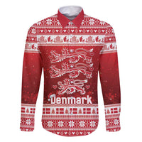 Denmark Christmas Family Matching Off Shoulder Short Dress and Hawaiian Shirt Three Danish Lions - Wonder Print Shop