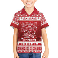 Denmark Christmas Family Matching Off Shoulder Short Dress and Hawaiian Shirt Three Danish Lions - Wonder Print Shop