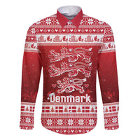 Denmark Christmas Family Matching Short Sleeve Bodycon Dress and Hawaiian Shirt Three Danish Lions - Wonder Print Shop