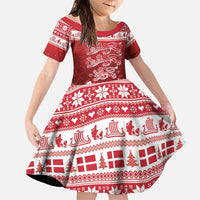 Denmark Christmas Family Matching Summer Maxi Dress and Hawaiian Shirt Three Danish Lions - Wonder Print Shop