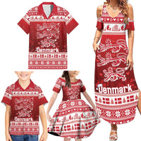 Denmark Christmas Family Matching Summer Maxi Dress and Hawaiian Shirt Three Danish Lions - Wonder Print Shop