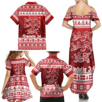 Denmark Christmas Family Matching Summer Maxi Dress and Hawaiian Shirt Three Danish Lions - Wonder Print Shop