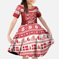 Denmark Christmas Kid Short Sleeve Dress Three Danish Lions - Wonder Print Shop