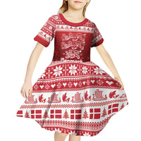 Denmark Christmas Kid Short Sleeve Dress Three Danish Lions - Wonder Print Shop