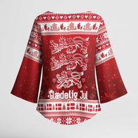 Denmark Christmas Kimono Sleeve Blouse Three Danish Lions - Wonder Print Shop