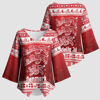 Denmark Christmas Kimono Sleeve Blouse Three Danish Lions - Wonder Print Shop