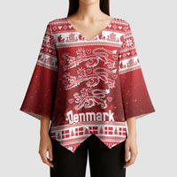 Denmark Christmas Kimono Sleeve Blouse Three Danish Lions - Wonder Print Shop