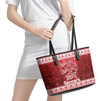 Denmark Christmas Leather Tote Bag Three Danish Lions - Wonder Print Shop