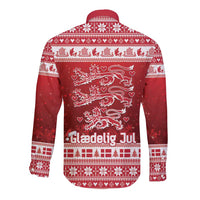 Denmark Christmas Long Sleeve Button Shirt Three Danish Lions - Wonder Print Shop