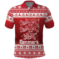 Denmark Christmas Polo Shirt Three Danish Lions - Wonder Print Shop