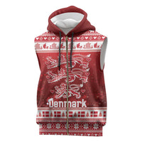 Denmark Christmas Sleeveless Zip Hoodie Three Danish Lions - Wonder Print Shop