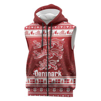 Denmark Christmas Sleeveless Zip Hoodie Three Danish Lions - Wonder Print Shop