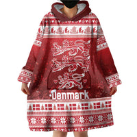 Denmark Christmas Wearable Blanket Hoodie Three Danish Lions - Wonder Print Shop