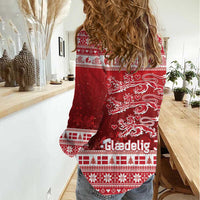 Denmark Christmas Women Casual Shirt Three Danish Lions - Wonder Print Shop