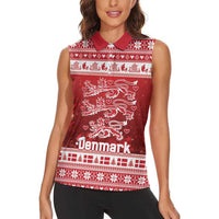 Denmark Christmas Women Sleeveless Polo Shirt Three Danish Lions - Wonder Print Shop