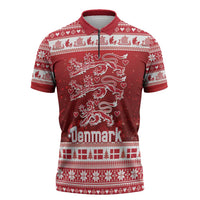 Denmark Christmas Zipper Polo Shirt Three Danish Lions - Wonder Print Shop