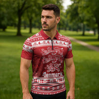 Denmark Christmas Zipper Polo Shirt Three Danish Lions - Wonder Print Shop