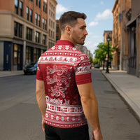 Denmark Christmas Zipper Polo Shirt Three Danish Lions - Wonder Print Shop
