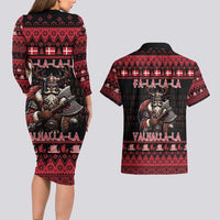 Denmark Santa Viking Christmas Couples Matching Long Sleeve Bodycon Dress and Hawaiian Shirt Julemanden Goes Viking - Wonder Print Shop
