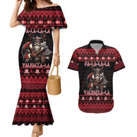 Denmark Santa Viking Christmas Couples Matching Mermaid Dress and Hawaiian Shirt Julemanden Goes Viking - Wonder Print Shop