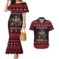Denmark Santa Viking Christmas Couples Matching Mermaid Dress and Hawaiian Shirt Julemanden Goes Viking - Wonder Print Shop