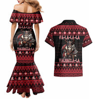 Denmark Santa Viking Christmas Couples Matching Mermaid Dress and Hawaiian Shirt Julemanden Goes Viking - Wonder Print Shop