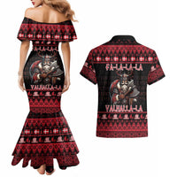 Denmark Santa Viking Christmas Couples Matching Mermaid Dress and Hawaiian Shirt Julemanden Goes Viking - Wonder Print Shop