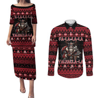 Denmark Santa Viking Christmas Couples Matching Puletasi and Long Sleeve Button Shirt Julemanden Goes Viking - Wonder Print Shop