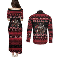 Denmark Santa Viking Christmas Couples Matching Puletasi and Long Sleeve Button Shirt Julemanden Goes Viking - Wonder Print Shop