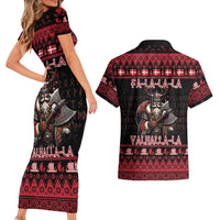 Denmark Santa Viking Christmas Couples Matching Short Sleeve Bodycon Dress and Hawaiian Shirt Julemanden Goes Viking - Wonder Print Shop