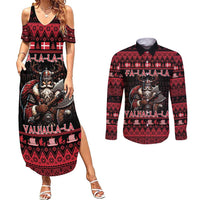 Denmark Santa Viking Christmas Couples Matching Summer Maxi Dress and Long Sleeve Button Shirt Julemanden Goes Viking - Wonder Print Shop