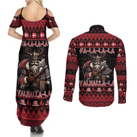 Denmark Santa Viking Christmas Couples Matching Summer Maxi Dress and Long Sleeve Button Shirt Julemanden Goes Viking - Wonder Print Shop