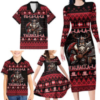Denmark Santa Viking Christmas Family Matching Long Sleeve Bodycon Dress and Hawaiian Shirt Julemanden Goes Viking - Wonder Print Shop