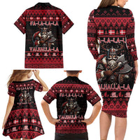 Denmark Santa Viking Christmas Family Matching Long Sleeve Bodycon Dress and Hawaiian Shirt Julemanden Goes Viking - Wonder Print Shop