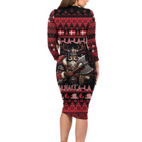Denmark Santa Viking Christmas Family Matching Long Sleeve Bodycon Dress and Hawaiian Shirt Julemanden Goes Viking - Wonder Print Shop