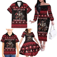 Denmark Santa Viking Christmas Family Matching Off The Shoulder Long Sleeve Dress and Hawaiian Shirt Julemanden Goes Viking - Wonder Print Shop