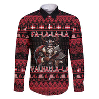 Denmark Santa Viking Christmas Family Matching Off The Shoulder Long Sleeve Dress and Hawaiian Shirt Julemanden Goes Viking - Wonder Print Shop