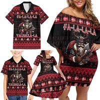 Denmark Santa Viking Christmas Family Matching Off Shoulder Short Dress and Hawaiian Shirt Julemanden Goes Viking - Wonder Print Shop